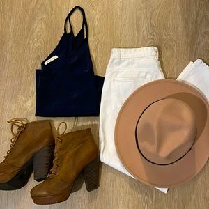 Navy blue silk spaghetti strap top!